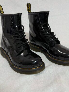 Dr Martens 1460 Patent Leather Boots Black Womens 7